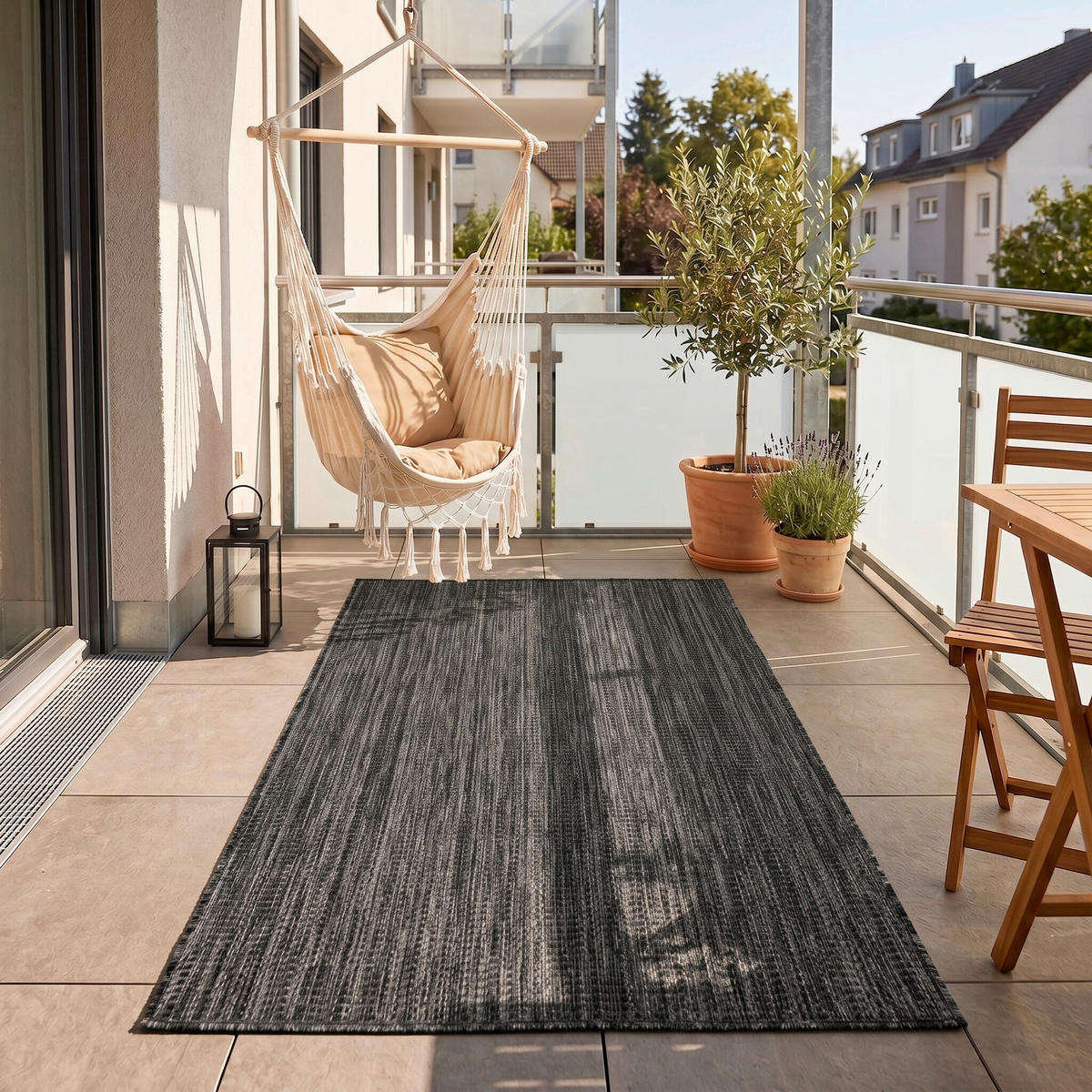 OUTDOORTEPPICH für Terrasse und Balkon 60/100 cm MIRA Schwarz  - Schwarz, Design, Textil (60/100cm) - Ayyildiz 