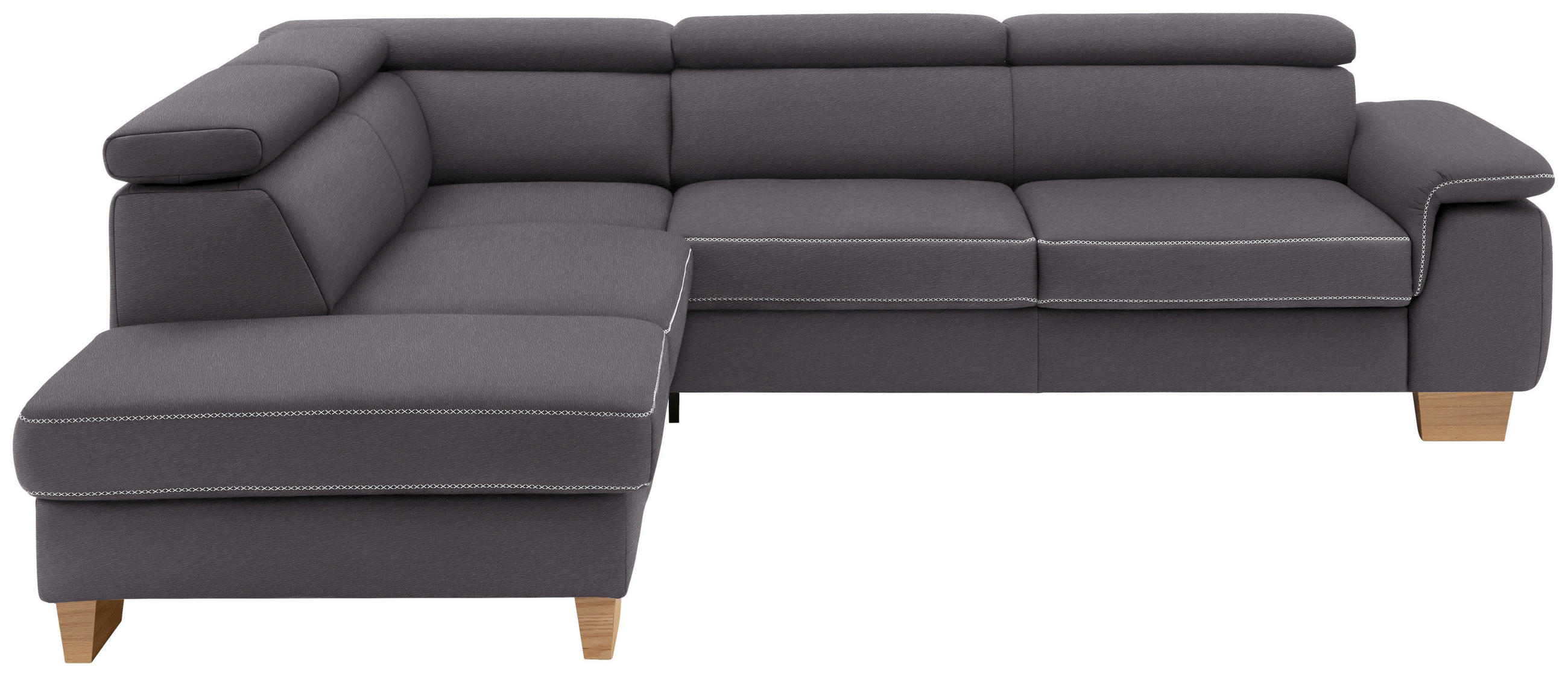 ECKSOFA Grau Mikrofaser  - Eichefarben/Beige, LIFESTYLE, Holz/Textil (226/273cm) - Beldomo System