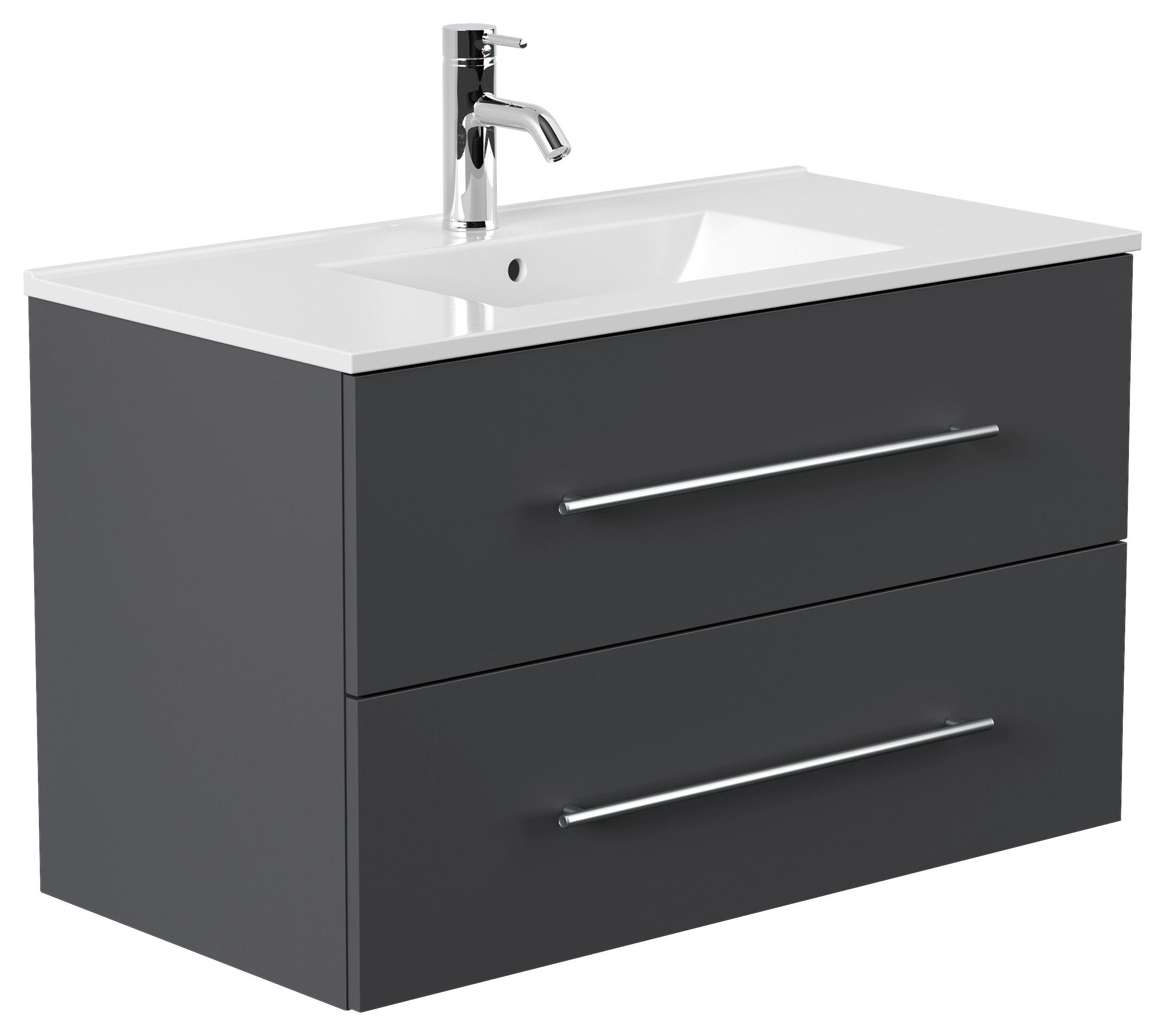 WASCHTISCHKOMBI 91 cm  - Graphitfarben/Weiß, Basics, Keramik/Holzwerkstoff (91cm) - MID.YOU