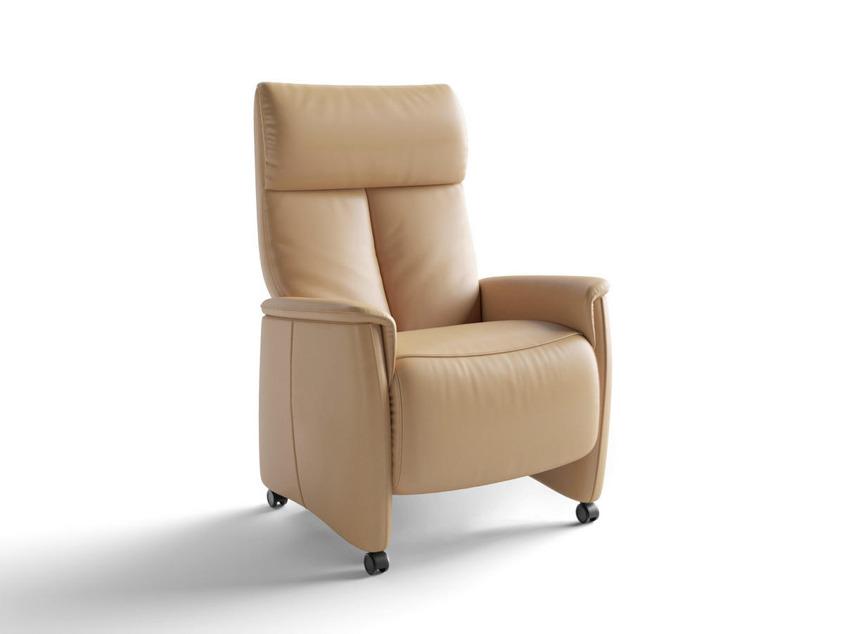 RELAXAČNÉ KRESLO, koža, cappuccino - čierna/cappuccino, Basics, koža/plast (76/114/84cm) - Sit & More