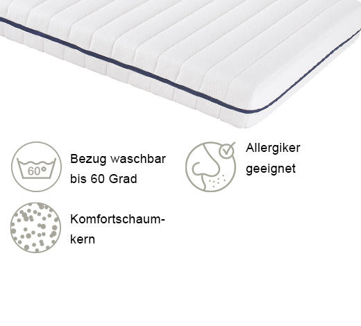 KOMFORTSCHAUMMATRATZE 140/200 cm Höhe ca. 13 cm  - Weiß, Textil (140/200cm) - P & B