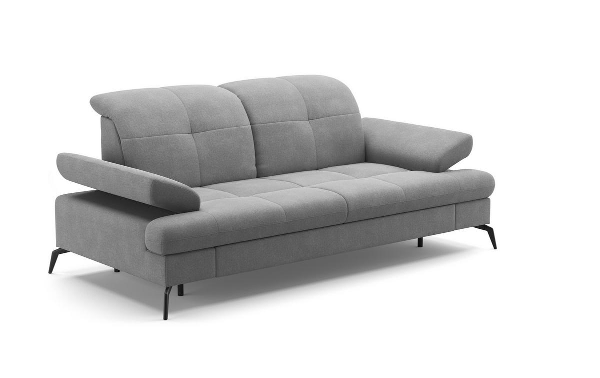2,5-SITZER in Flachgewebe Grau  - Schwarz/Grau, Konventionell, Textil/Metall (202/90/122cm) - Sit & More