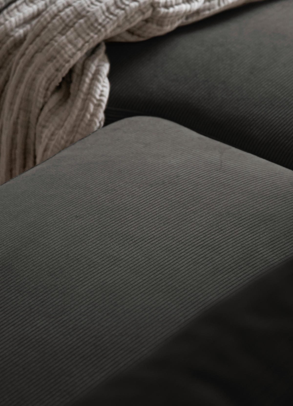WOHNLANDSCHAFT in Cord Grau  - Schwarz/Grau, Design, Textil/Metall (197/303/148cm) - MID.YOU