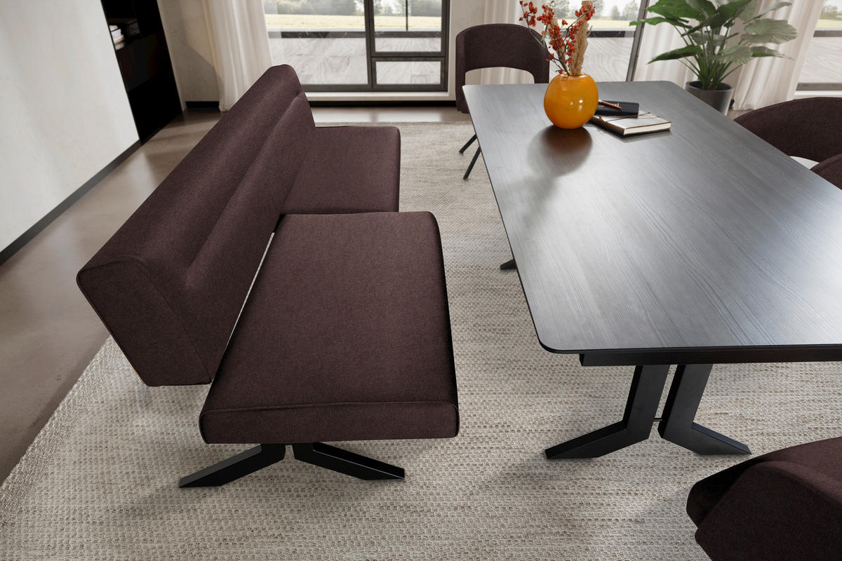 SITZBANK in Metall, Textil Dunkelbraun  - Dunkelbraun/Schwarz, Konventionell, Textil/Metall (220/87/70-86cm) - Moderano