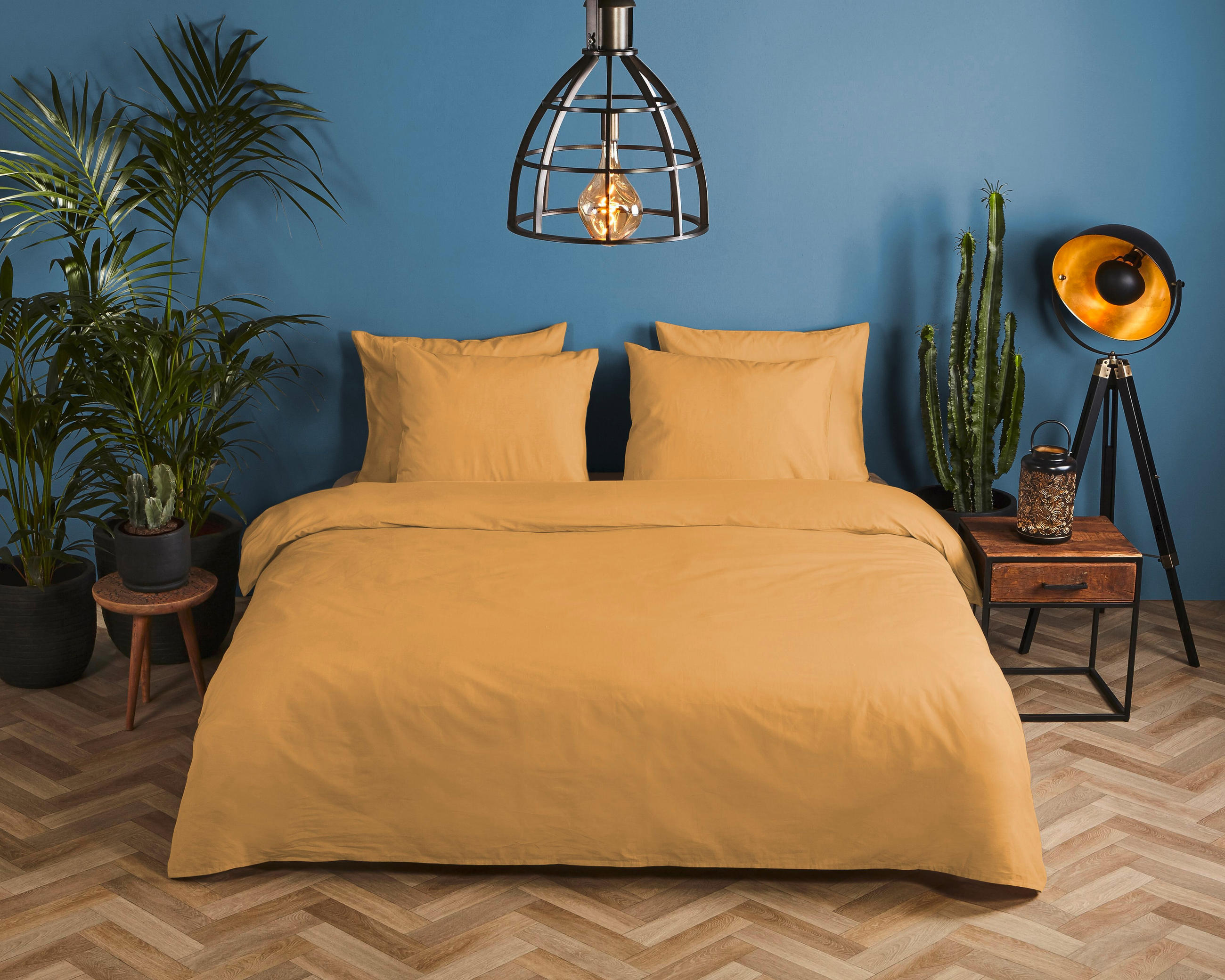 BETTWÄSCHE Uni Ocre Satin 135/200 cm  - Goldfarben, Basics, Textil (135/200cm)