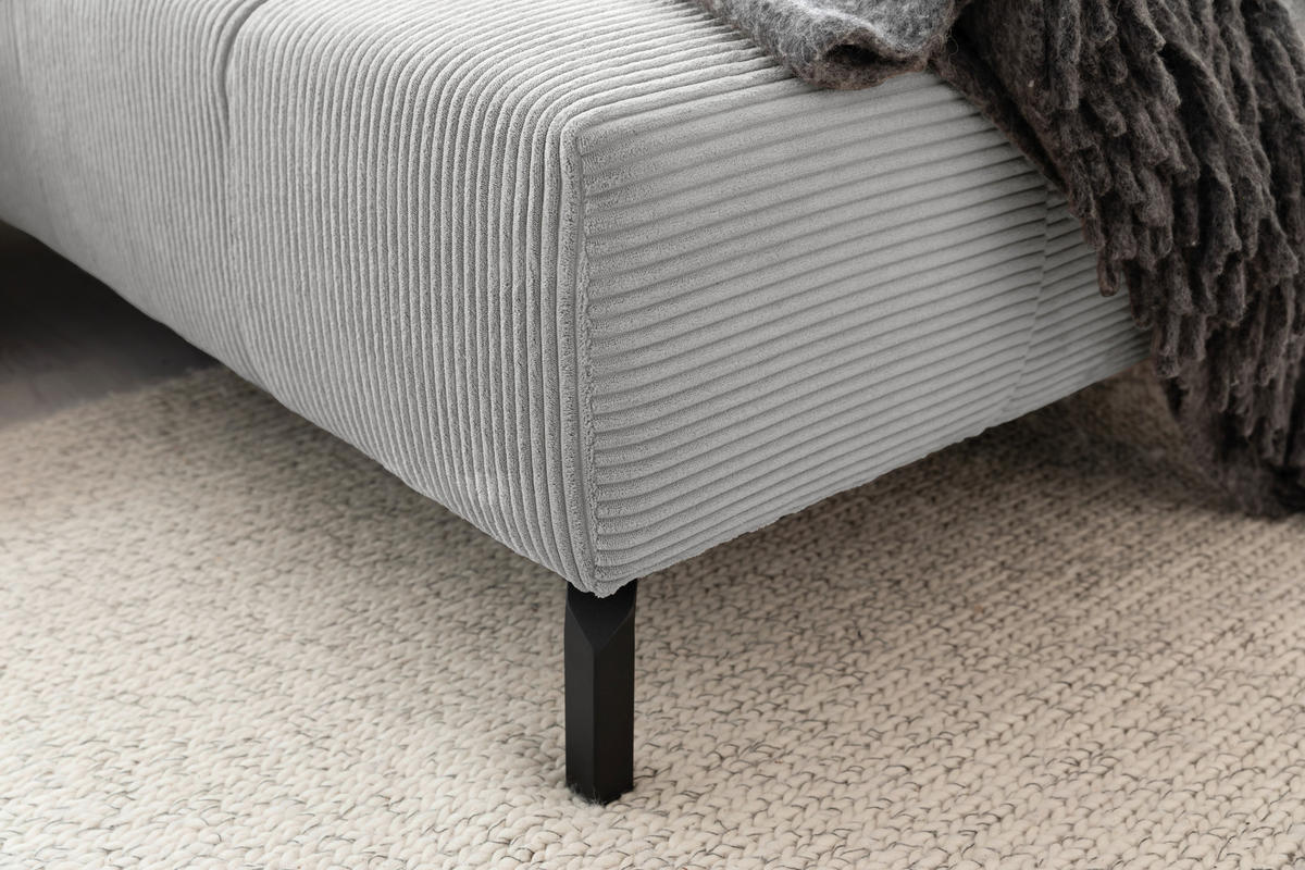ECKSOFA in Cord Grau  - Schwarz/Grau, Design, Textil/Metall (321/216cm) - Hom`in