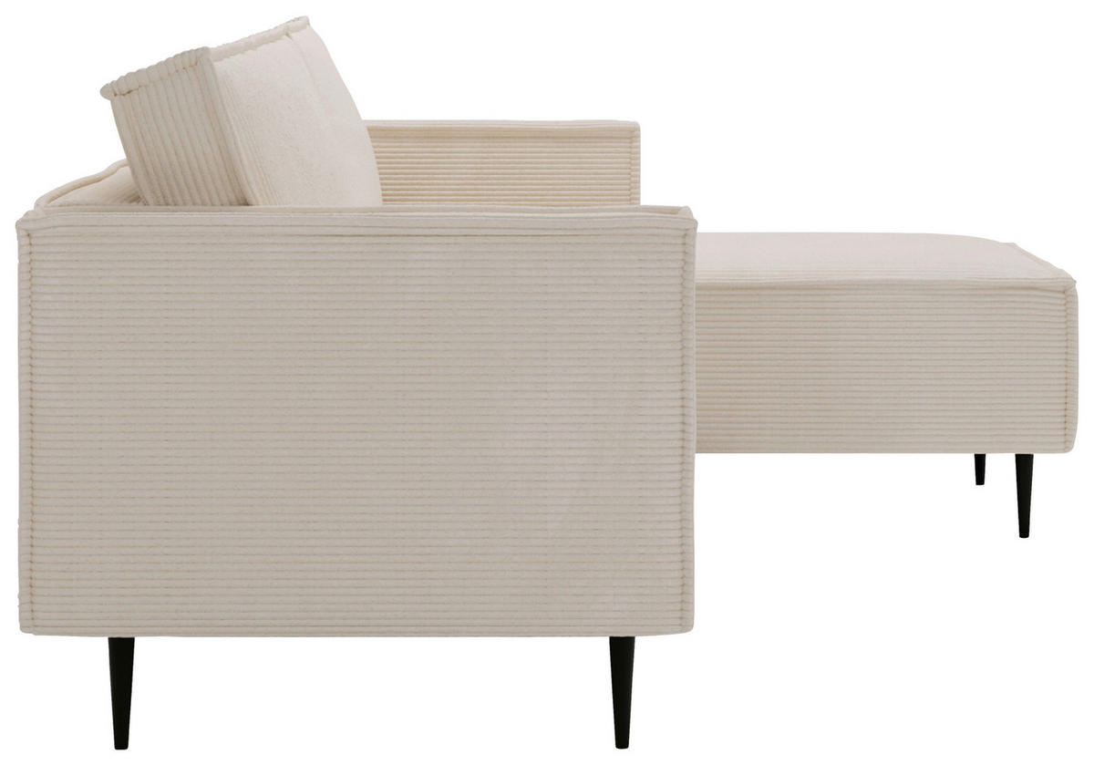 ECKSOFA in Cord Beige  - Beige/Schwarz, Design, Textil/Metall (223/151cm) - Livetastic