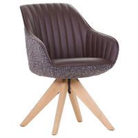 ARMLEHNSTUHL  Sitzfläche 360° drehbar, automatische Rückholfunktion Chenille, Lederlook  Lila, Eichefarben  - Eichefarben/Lila, KONVENTIONELL, Holz/Textil (60/83/65cm) - home24