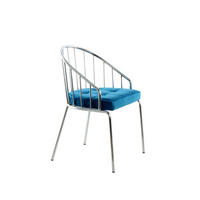 STUHL Samt Blau  - Blau/Chromfarben, Design, Textil/Metall (51/83/51cm) - Kayoom