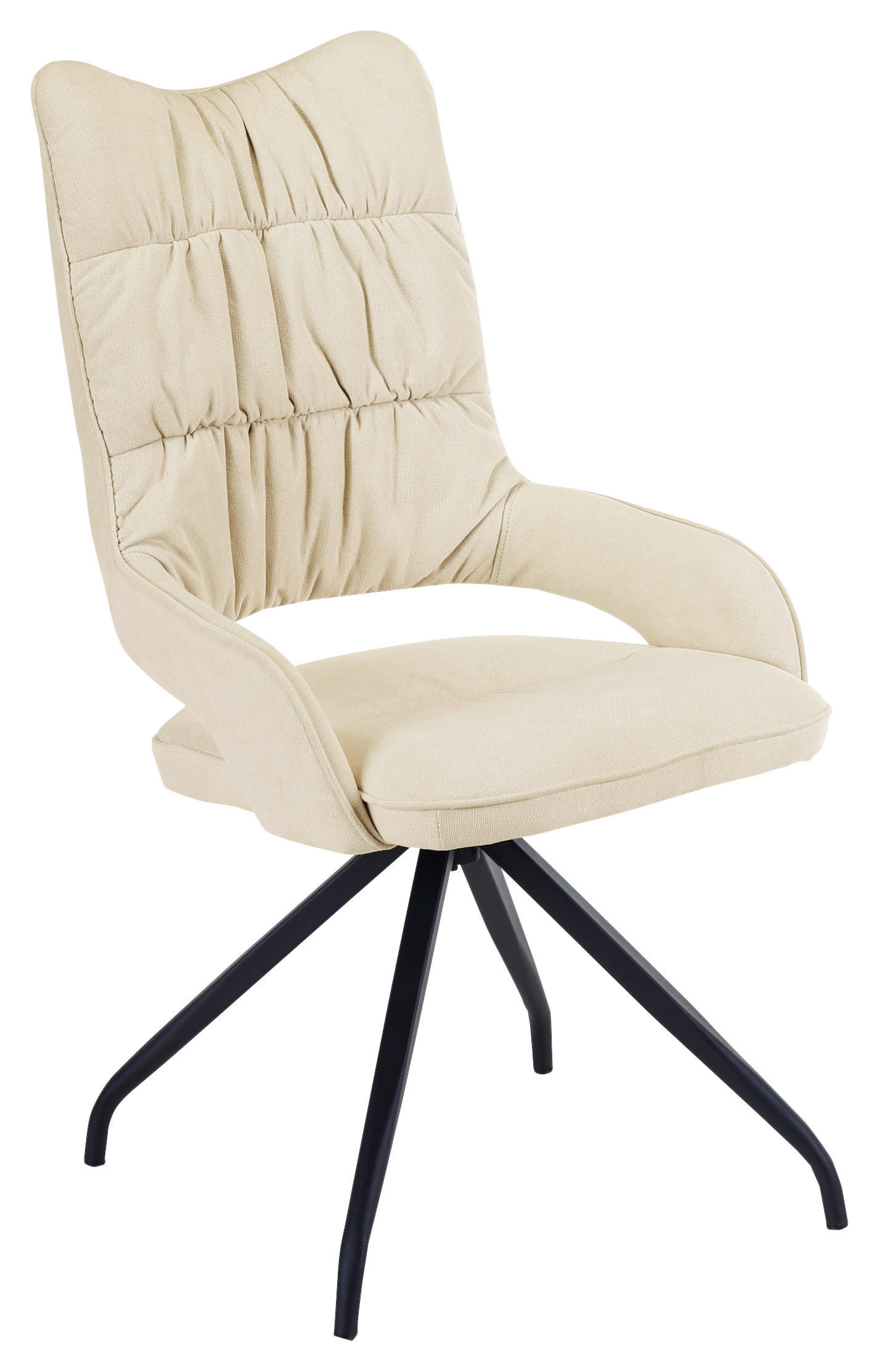 STUHL  in Webstoff Textil  - Beige/Schwarz, Design, Textil/Metall (55/98/64cm) - Hom`in