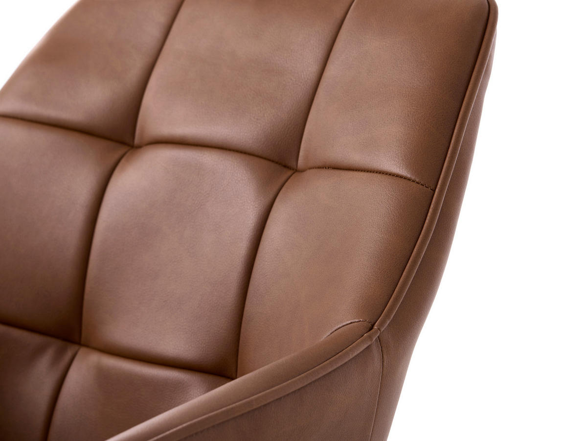 ARMLEHNSTUHL-SET 2 Stück  in Lederlook  - Cognac/Schwarz, MODERN, Textil/Metall (58/84/59,5cm) - Livetastic