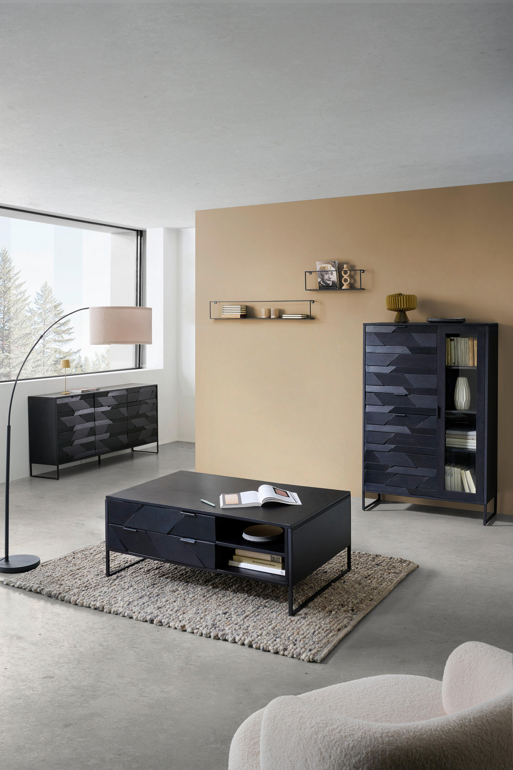 SIDEBOARD Schwarz  175/86/40 cm  - Schwarz, Trend, Holz/Metall (175/86/40cm) - Ambia Home