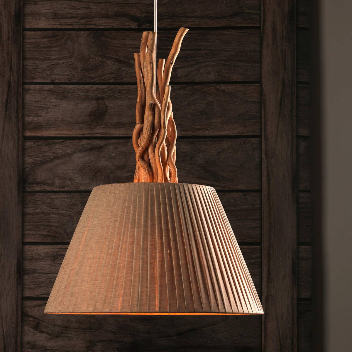 HÄNGELEUCHTE 40/110 cm  - Sandfarben/Hellbraun, Natur, Holz/Textil (40/110cm)