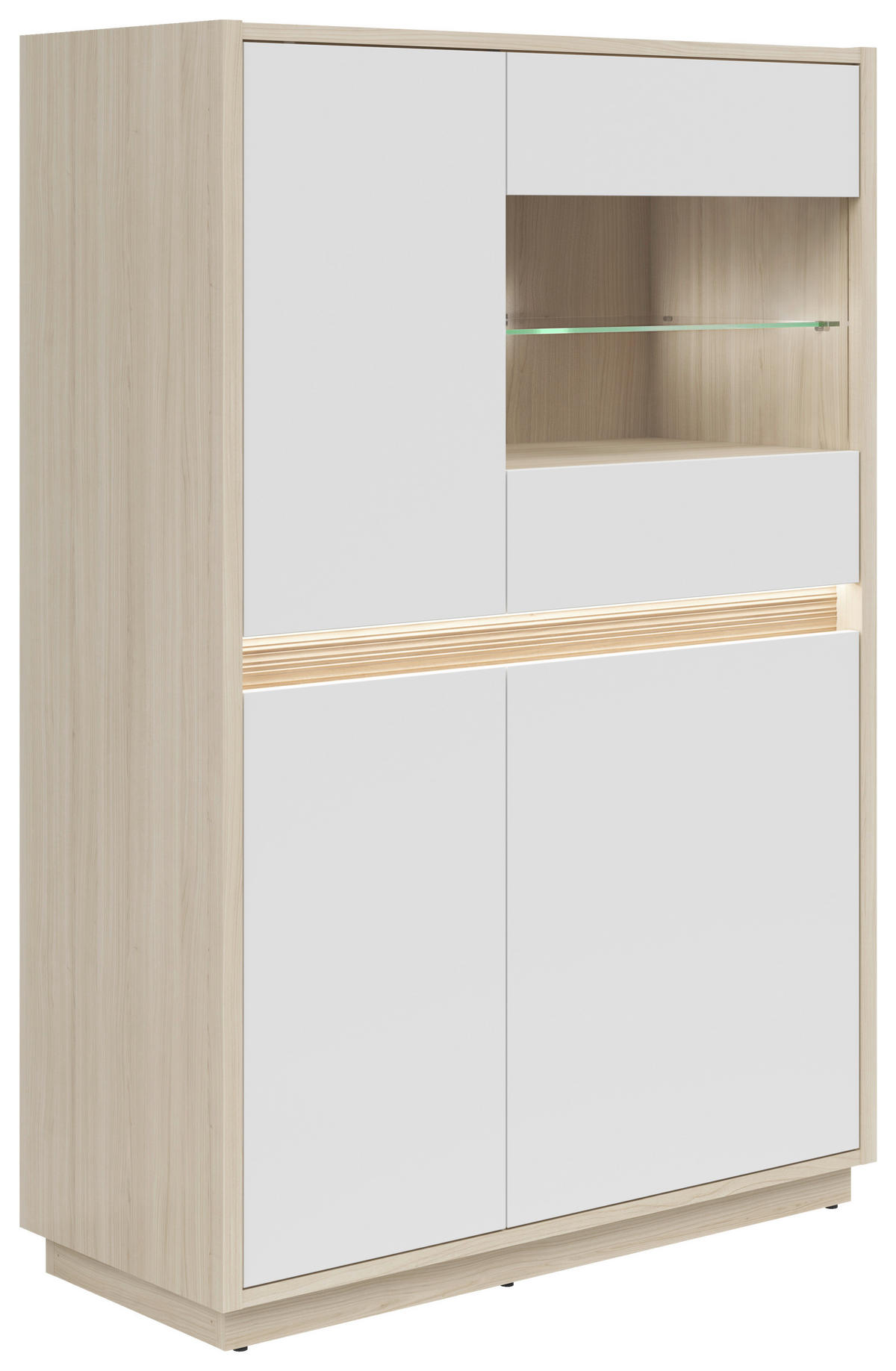 VITRINE Weiss, Eichefarben  95/141,5/42 cm  - Weiss/Eichefarben, Konventionell, Glas/Holzwerkstoff (95/141,5/42cm) - Hom`in