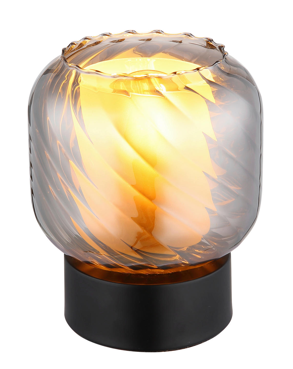 TISCHLEUCHTE XIA 14/17 cm   - Opal/Schwarz, Design, Glas/Kunststoff (14/17cm) - Globo