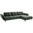 ECKSOFA Grün Mikrofaser  - Schwarz/Grün, KONVENTIONELL, Textil/Metall (313/215cm) - Hom`in