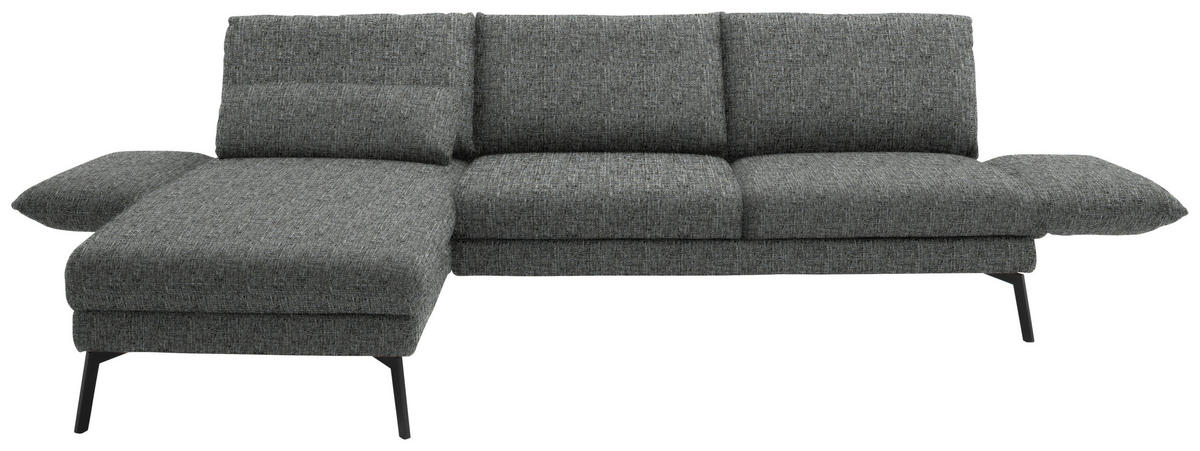 ECKSOFA in Flachgewebe Grau  175/277 cm  - Schwarz/Grau, Design, Textil/Metall (175/277cm) - Schöner Wohnen