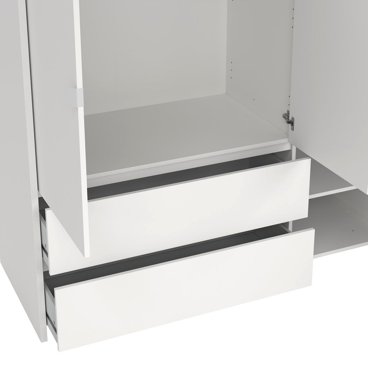 DULAP CU UȘI ROTATIVE alb  - argintiu/alb, Konventionell, metal/material pe bază de lemn (149/202/58cm) - Boxxx