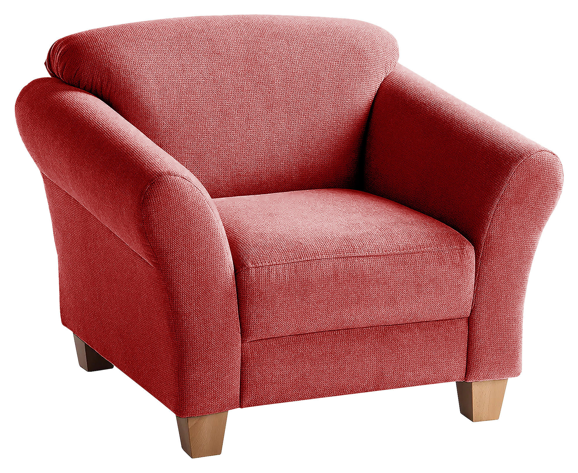 SESSEL in Flachgewebe Rot  - Rot/Naturfarben, Konventionell, Holz/Textil (101/84/89cm) - Sit & More