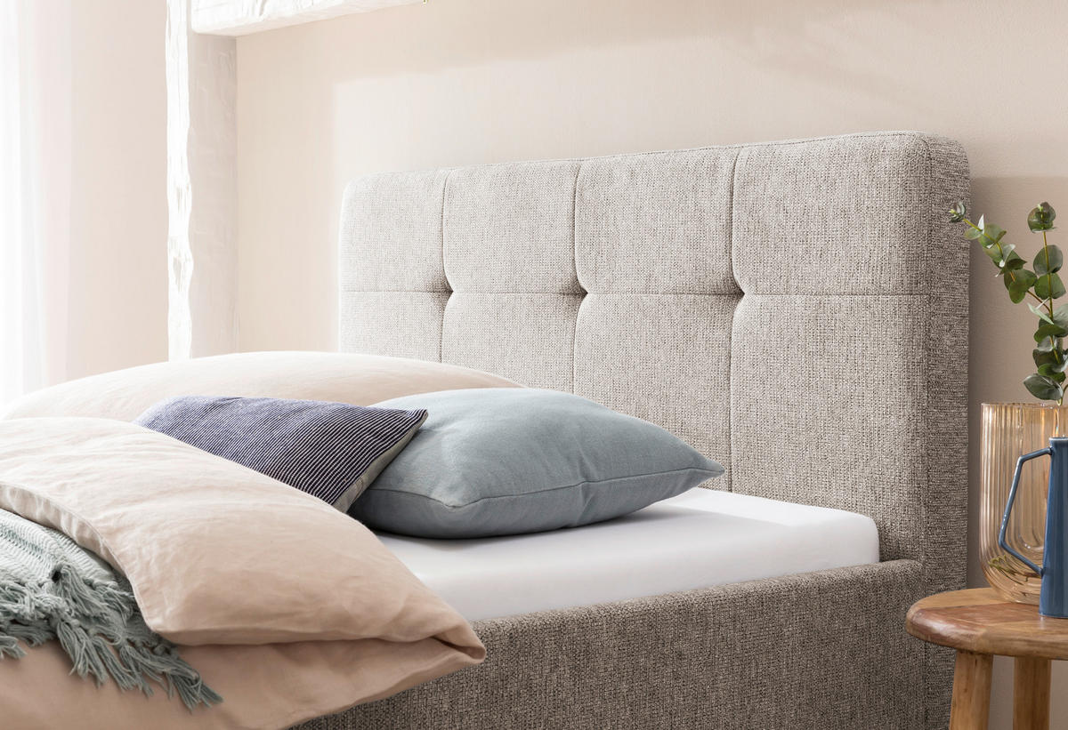 POLSTERBETT 140/200 cm  in Taupe  - Taupe/Eichefarben, Basics, Holz/Textil (140/200cm) - Xora