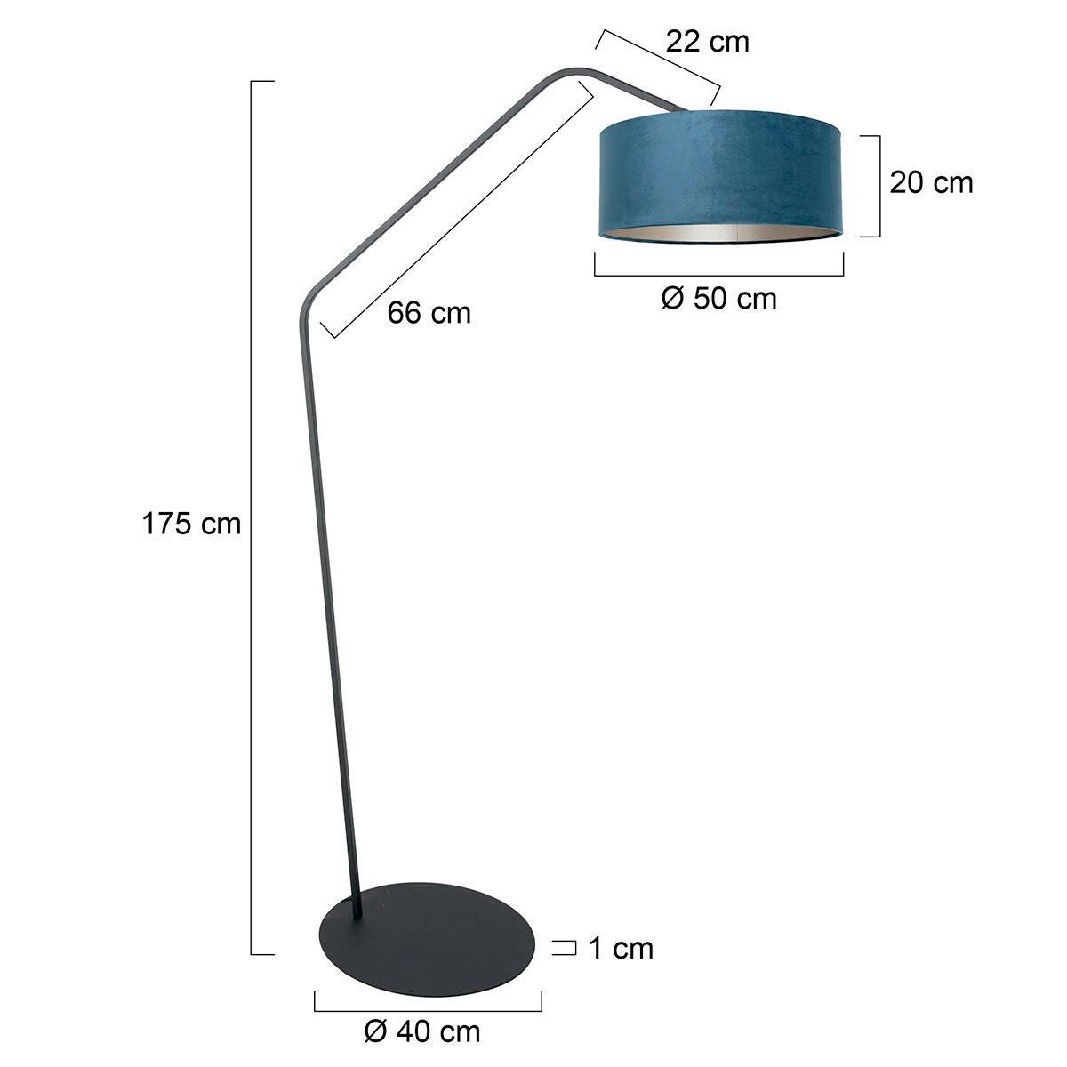 STEHLEUCHTE - Blau/Schwarz, Trend, Textil/Metall (50/173/70cm)