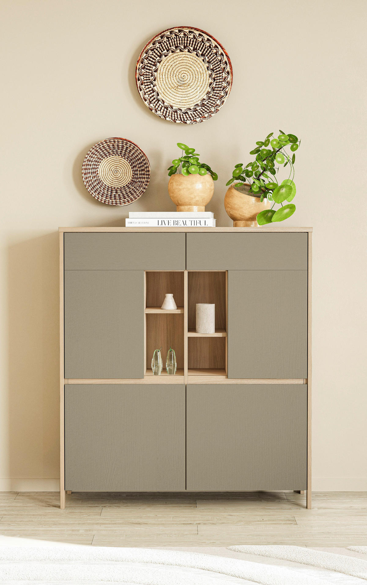 SIDEBOARD  111/125/39 cm  - Eukalyptusholzfarben/Eichefarben, Design, Holzwerkstoff (111/125/39cm) - MID.YOU