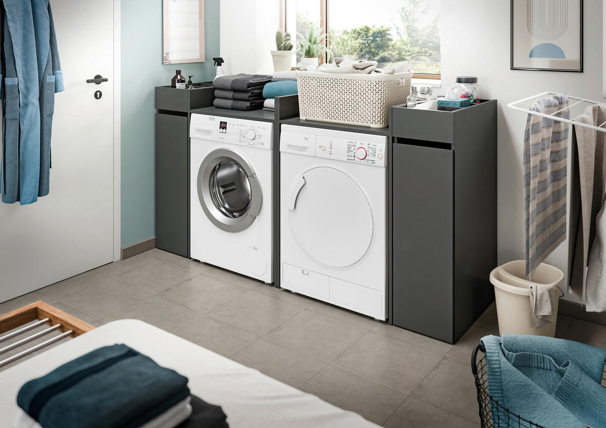 WASCHMASCHINENSCHRANK Anthrazit  - Anthrazit/Schwarz, Basics, Holzwerkstoff/Kunststoff (190/101cm) - MID.YOU