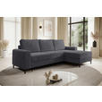 ECKSOFA Anthrazit Cord Rückenkissen, Bettkasten, Schlaffunktion, Rücken echt, Liegefläche im Originalstoff  - Anthrazit/Schwarz, KONVENTIONELL, Textil/Metall (240/150cm) - Carryhome