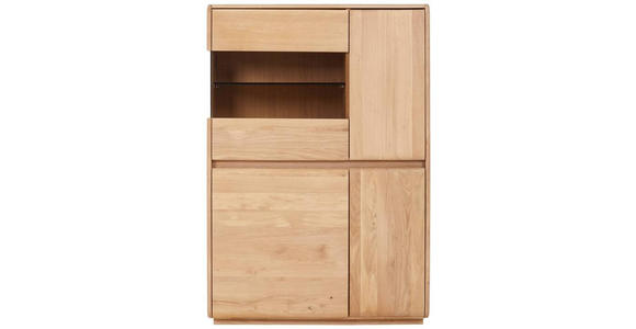 HIGHBOARD 95/138/41 cm  - Wildeiche, Natur, Glas/Holz (95/138/41cm) - Linea Natura