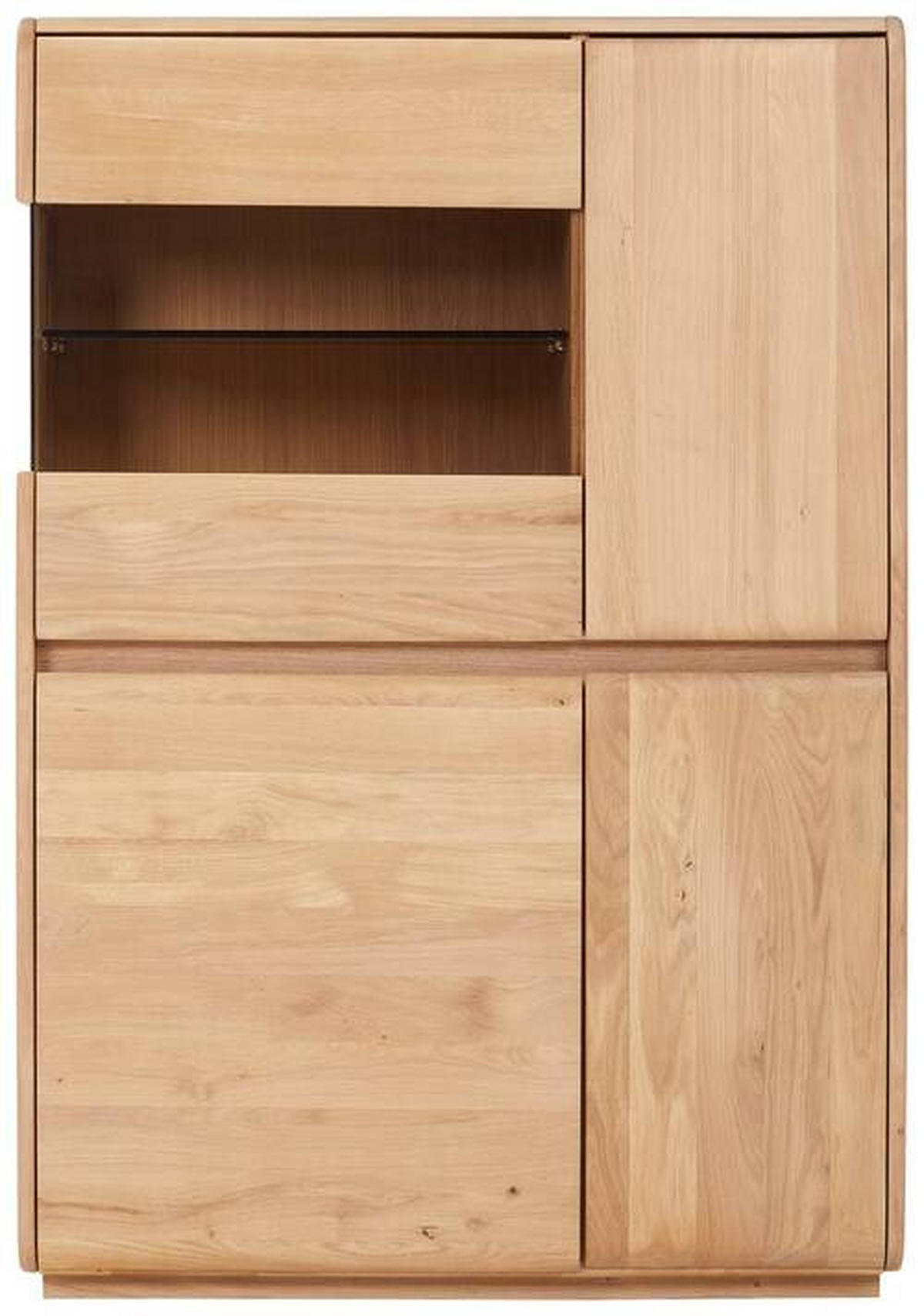 HIGHBOARD Wildeiche  95/138/41 cm  - Wildeiche, Natur, Glas/Holz (95/138/41cm) - Linea Natura