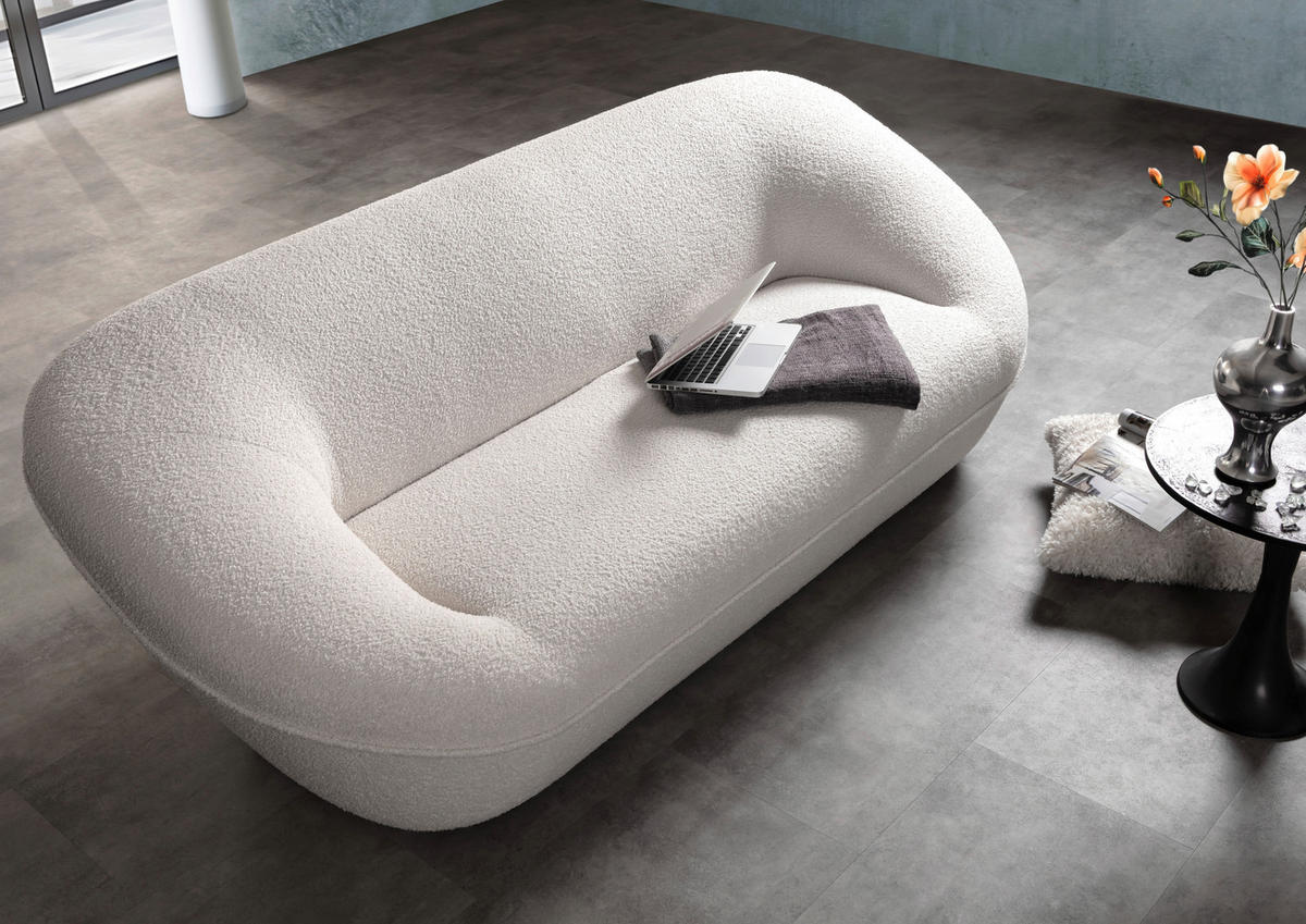 2-SITZER-SOFA in Flachgewebe Weiß  - Schwarz/Weiß, KONVENTIONELL, Kunststoff/Textil (223/79/94cm) - Carryhome