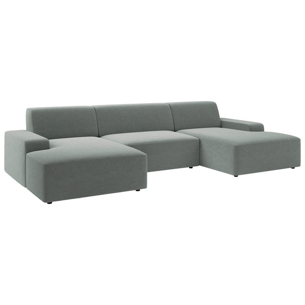Thumbnail - Trendmanufaktur Wohnlandschaft Wien, Grau, Textil, 6-Sitzer, U-Form, 329x162 cm, Made in Europe, Rücken echt, Armteil li...