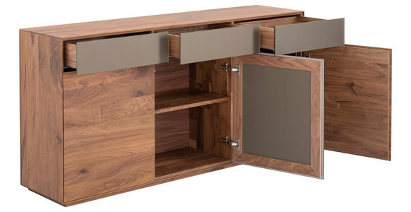 SIDEBOARD - Nussbaumfarben/Bronzefarben, Natur, Glas/Holz (170/85/41cm) - Dieter Knoll