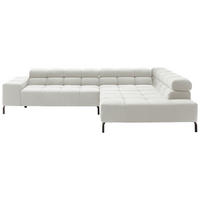 ECKSOFA in Cord Weiss  - Weiss/Schwarz, Design, Textil/Metall (321/216cm) - Hom`in