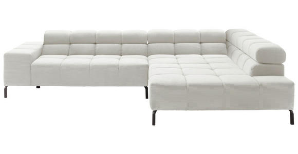 ECKSOFA in Cord Weiß  - Schwarz/Weiß, Design, Textil/Metall (321/216cm) - Hom`in