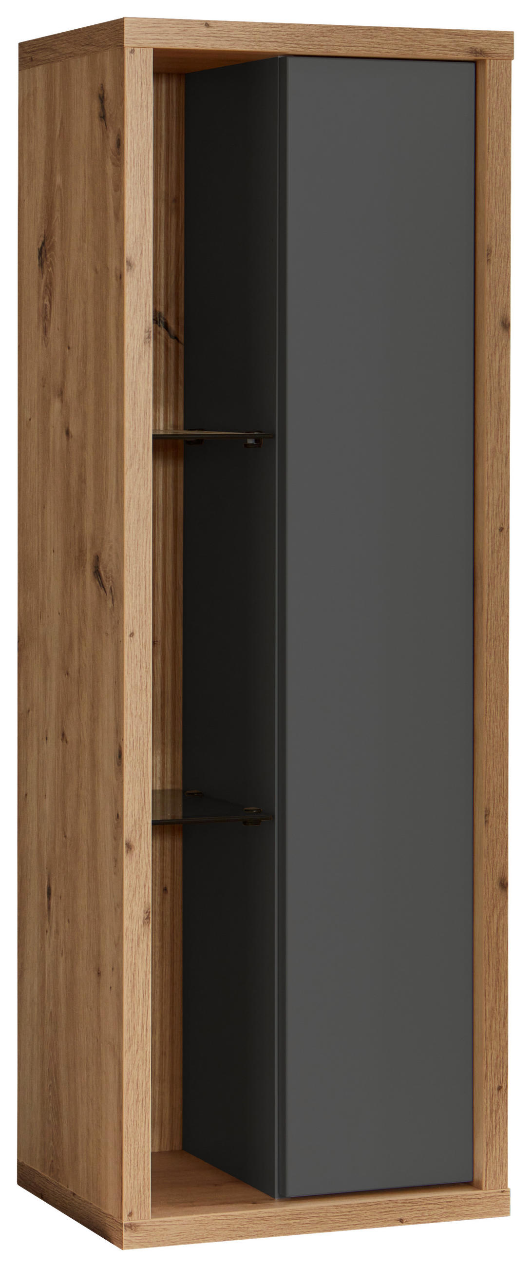 HÄNGEVITRINE Grau, Eiche Artisan  40/115/32 cm  - Eiche Artisan/Grau, Design, Glas/Holzwerkstoff (40/115/32cm) - Stylife