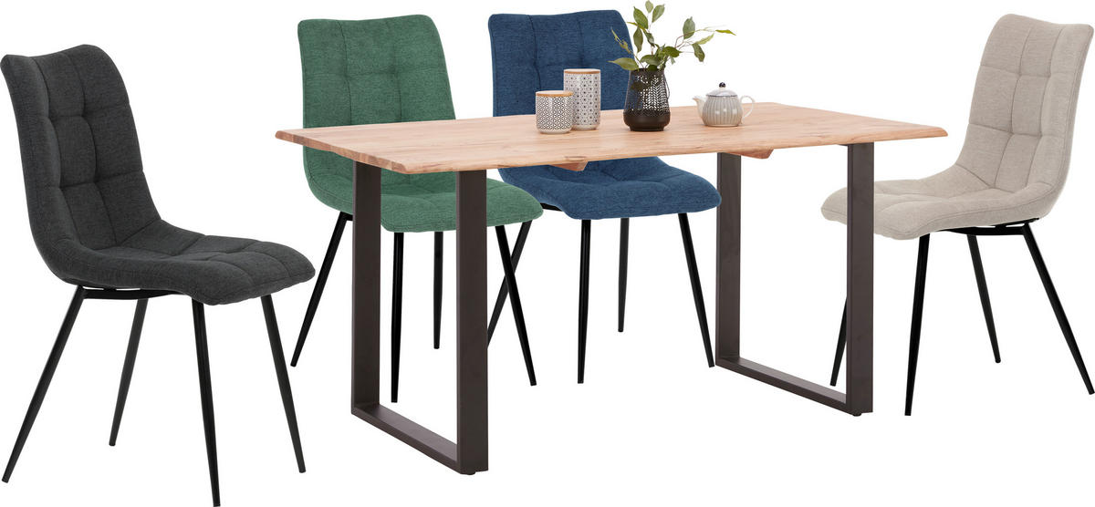 ESSTISCH in Holz, Metall 160/90/76 cm  - Schwarz/Akaziefarben, Natur, Holz/Metall (160/90/76cm) - Carryhome