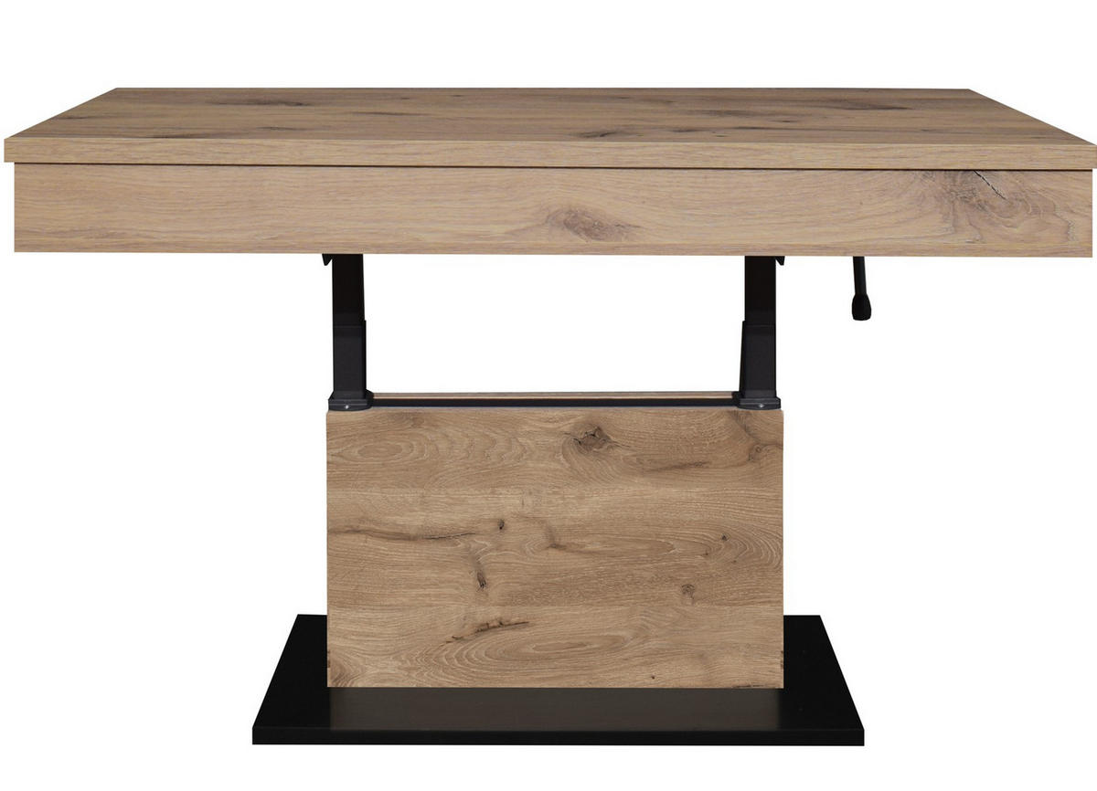 COUCHTISCH in Metall, Holzwerkstoff  - Eichefarben/Schwarz, Design, Holzwerkstoff/Metall (110/58-77/60cm) - MID.YOU