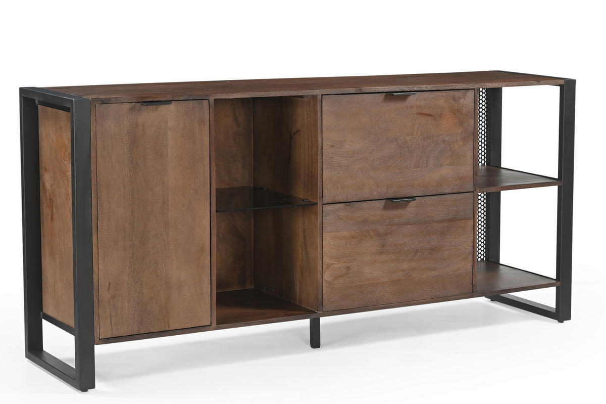 SIDEBOARD  178/80/40 cm 2 Schublade(n)  - Dunkelbraun/Anthrazit, KONVENTIONELL, Glas/Holz (178/80/40cm) - Livetastic