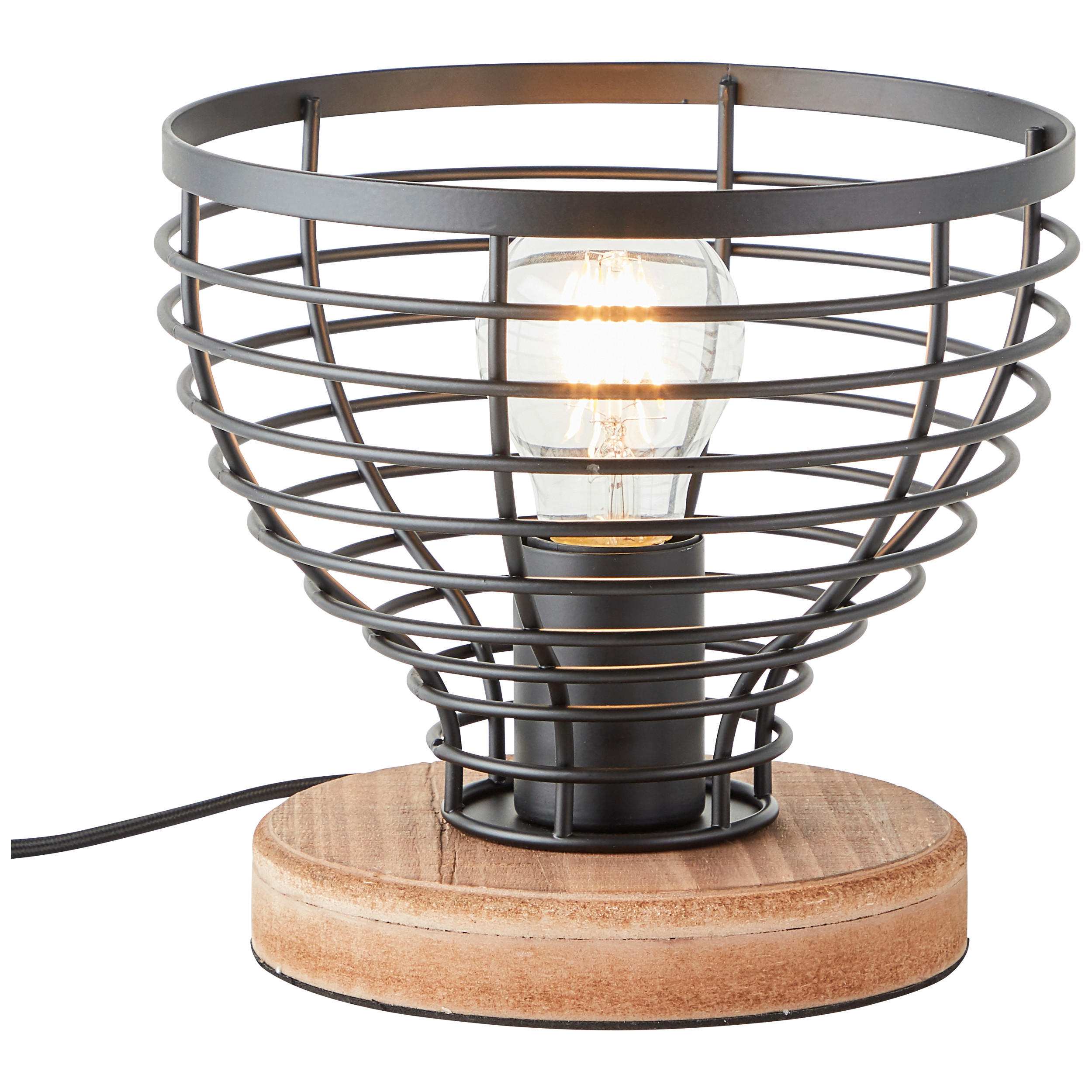 TISCHLEUCHTE Avia 20/18,5 cm   - Schwarz/Braun, Natur, Holz/Metall (20/18,5cm) - Brilliant