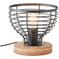 TISCHLEUCHTE Avia 20/18,5 cm   - Schwarz/Braun, Natur, Holz/Metall (20/18,5cm) - Brilliant