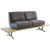 SITZBANK in Holz, Metall, Textil, Leder Schwarz, Türkis, Dunkelbraun  - Türkis/Dunkelbraun, Design, Leder/Holz (190/85/69cm) - Ambiente