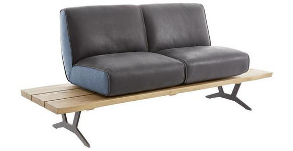 SITZBANK 190/85/69 cm  in Schwarz, Türkis, Dunkelbraun  - Türkis/Dunkelbraun, Design, Leder/Holz (190/85/69cm) - Ambiente