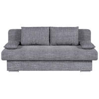 SCHLAFSOFA Webstoff Grau  inkl. Rückenkissen, Armlehnenkissen, Bettkasten, Schlaffunktion  - Chromfarben/Schwarz, Design, Kunststoff/Textil (193/85/86cm) - P & B