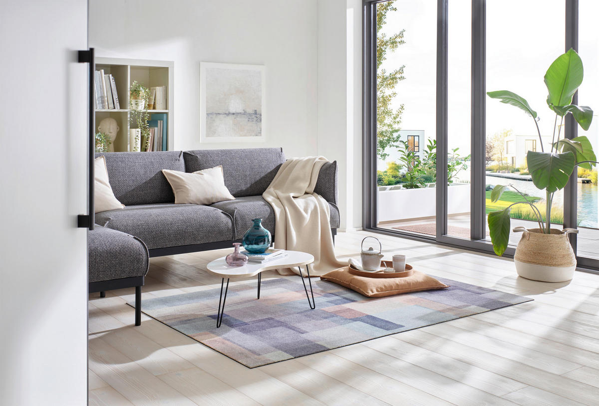 FLACHWEBETEPPICH 110/175 cm Gentle Blocks Grau  - Grau, Design, Kunststoff/Textil (110/175cm) - wash+dry