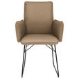 ARMLEHNSTUHL  in Stahl Mikrofaser  - Sandfarben/Schwarz, Design, Textil/Metall (61/91/60cm) - Dieter Knoll