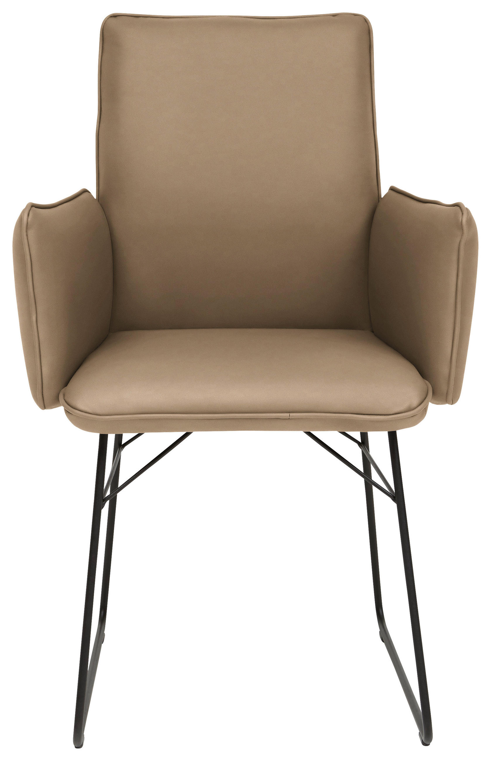 ARMLEHNSTUHL  in Stahl Mikrofaser  - Sandfarben/Schwarz, Design, Textil/Metall (61/91/60cm) - Dieter Knoll