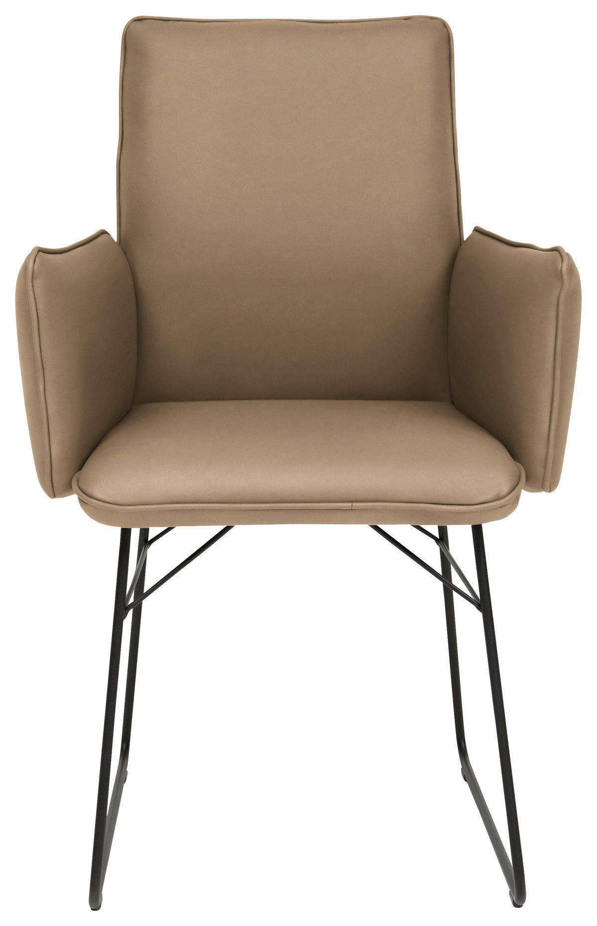 ARMLEHNSTUHL  in Stahl Mikrofaser  - Sandfarben/Schwarz, Design, Textil/Metall (61/91/60cm) - Dieter Knoll