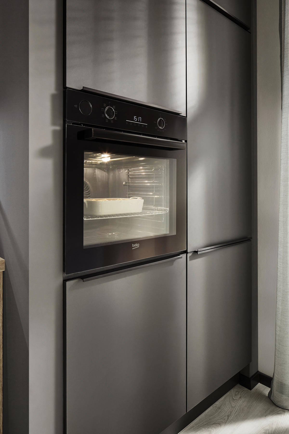 EINBAUKÜCHE   - Eichefarben/Graphitfarben, Design, Holzwerkstoff - Xora