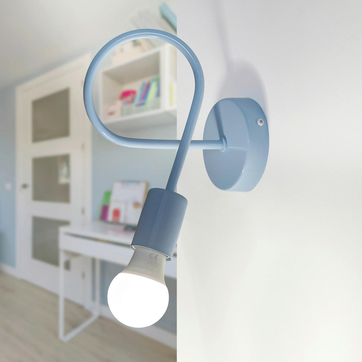 KINDERWANDLEUCHTE OXFORD  - Pastellblau, KONVENTIONELL, Metall (20/20/24cm)